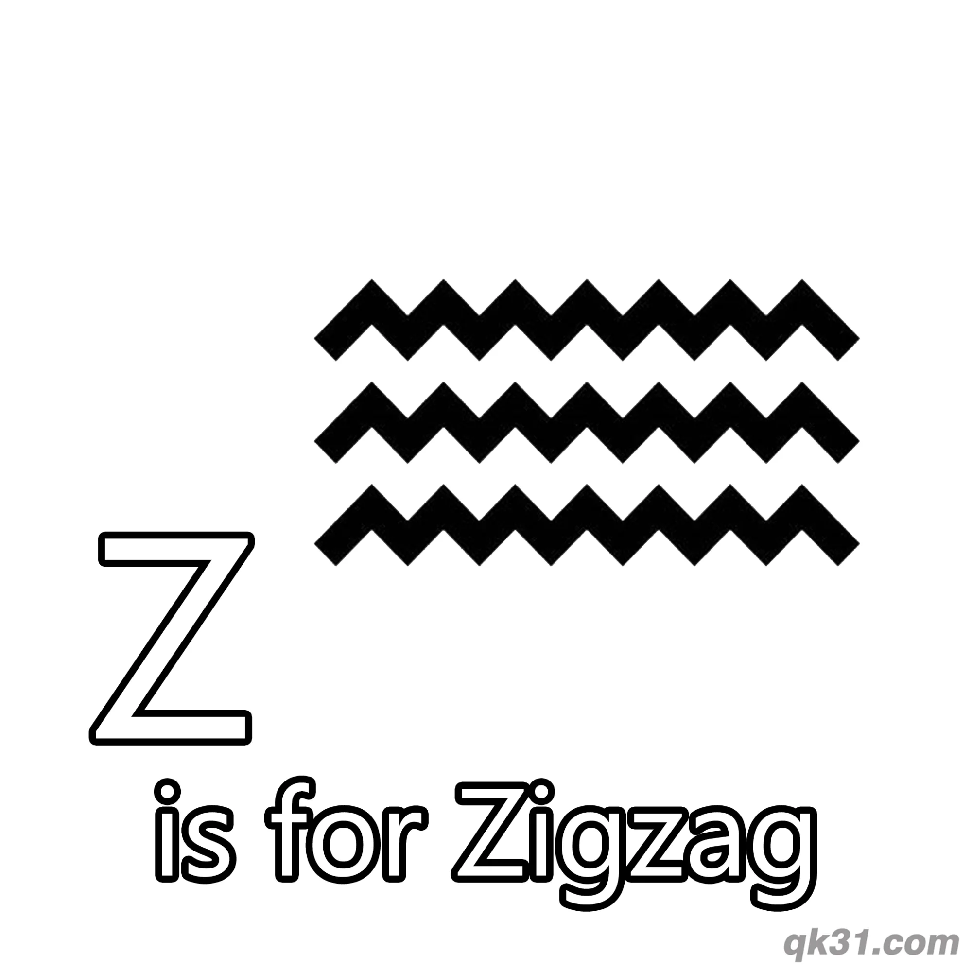 Letter Z is for Zigzag Coloring Page Pattern Drawing Activity Printable – Free Printable Coloring Page for Kids and Adults