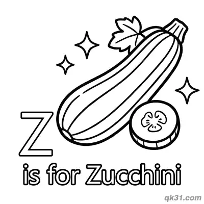 Free printable Letter Z is for Zucchini Coloring Page Vegetable Drawing Worksheet for Kids coloring page
