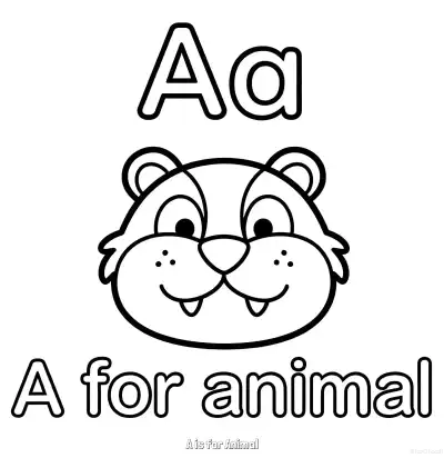 Free printable A is for Animal  Coloring Page - Free Printable English letter Recognition PDFS Coloring Sheets coloring page