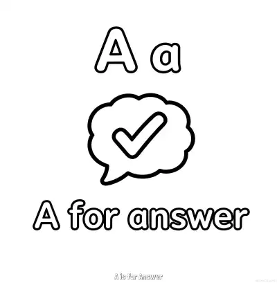 Free printable A is for Answer  Coloring Page - Free Printable English letter Recognition PDFS Coloring Sheets coloring page