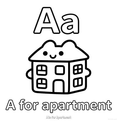Free printable A is for Apartment  Coloring Page - Free Printable English letter Recognition PDFS Coloring Sheets coloring page