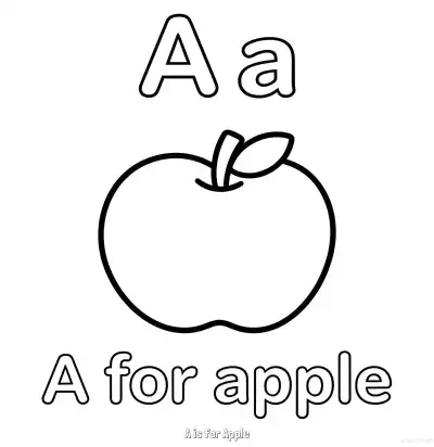 Free printable A is for Apple  Coloring Page - Free Printable English letter Recognition PDFS Coloring Sheets coloring page