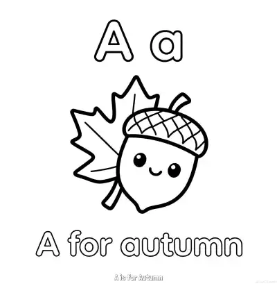 Free printable A is for Autumn  Coloring Page - Free Printable English letter Recognition PDFS Coloring Sheets coloring page