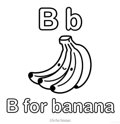 Free printable B is for Banana  Coloring Page - Free Printable English letter Recognition PDFS Coloring Sheets coloring page