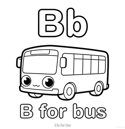 Free printable B is for Bus  Coloring Page - Free Printable English letter Recognition PDFS Coloring Sheets coloring page