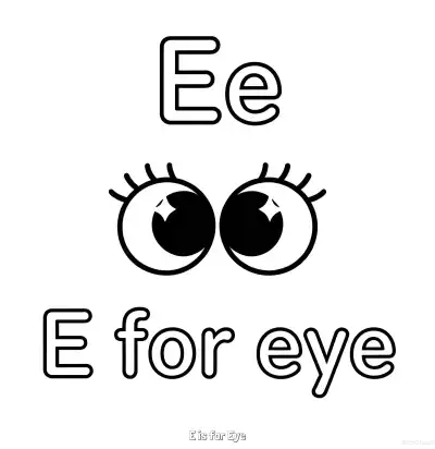 Free printable E is for Eye  Coloring Page - Free Printable English letter Recognition PDFS Coloring Sheets coloring page