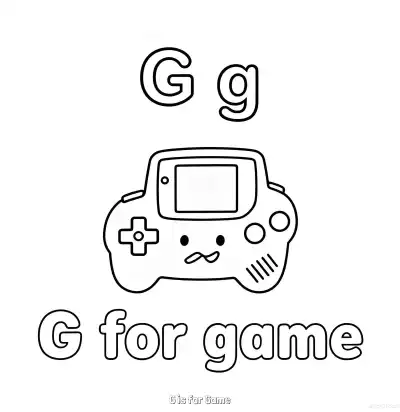 Free printable G is for Game  Coloring Page - Free Printable English letter Recognition PDFS Coloring Sheets coloring page