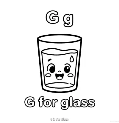 Free printable G is for Glass  Coloring Page - Free Printable English letter Recognition PDFS Coloring Sheets coloring page