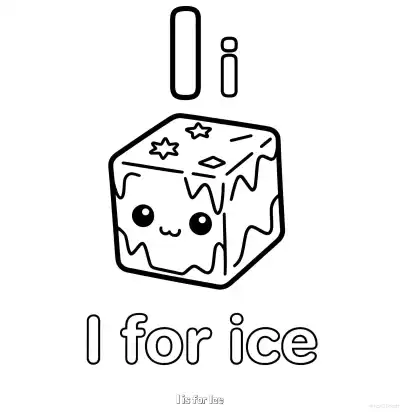 Free printable I is for Ice  Coloring Page - Free Printable English letter Recognition PDFS Coloring Sheets coloring page