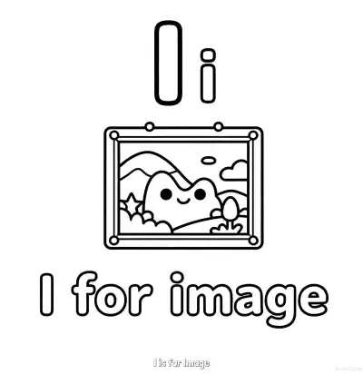 Free printable I is for Image  Coloring Page - Free Printable English letter Recognition PDFS Coloring Sheets coloring page