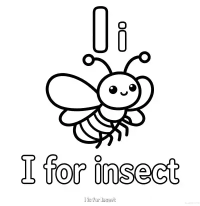 Free printable I is for Insect  Coloring Page - Free Printable English letter Recognition PDFS Coloring Sheets coloring page