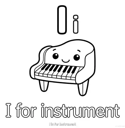 Free printable I is for Instrument  Coloring Page - Free Printable English letter Recognition PDFS Coloring Sheets coloring page