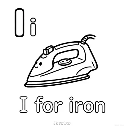 Free printable I is for Iron  Coloring Page - Free Printable English letter Recognition PDFS Coloring Sheets coloring page