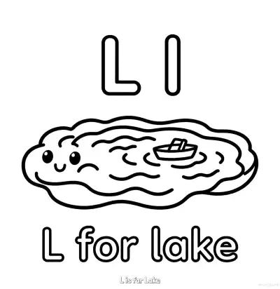 Free printable L is for Lake  Coloring Page - Free Printable English letter Recognition PDFS Coloring Sheets coloring page