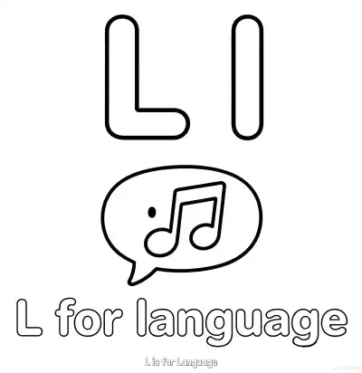Free printable L is for Language  Coloring Page - Free Printable English letter Recognition PDFS Coloring Sheets coloring page