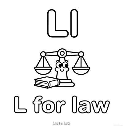 Free printable L is for Law  Coloring Page - Free Printable English letter Recognition PDFS Coloring Sheets coloring page