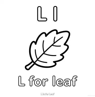 Free printable L is for Leaf  Coloring Page - Free Printable English letter Recognition PDFS Coloring Sheets coloring page