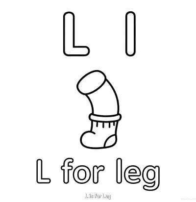 Free printable L is for Leg  Coloring Page - Free Printable English letter Recognition PDFS Coloring Sheets coloring page