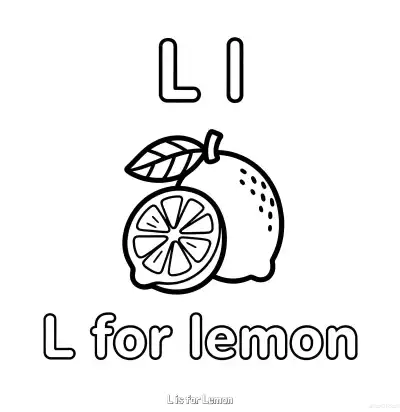 Free printable L is for Lemon  Coloring Page - Free Printable English letter Recognition PDFS Coloring Sheets coloring page