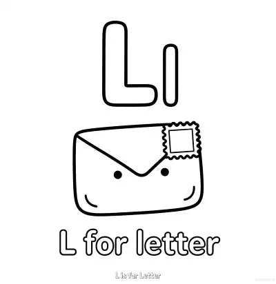 Free printable L is for Letter  Coloring Page - Free Printable English letter Recognition PDFS Coloring Sheets coloring page