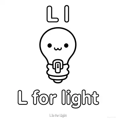 Free printable L is for Light  Coloring Page - Free Printable English letter Recognition PDFS Coloring Sheets coloring page