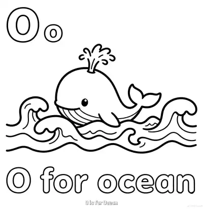 Free printable O is for Ocean  Coloring Page - Free Printable English letter Recognition PDFS Coloring Sheets coloring page