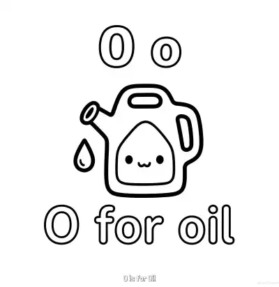 Free printable O is for Oil  Coloring Page - Free Printable English letter Recognition PDFS Coloring Sheets coloring page