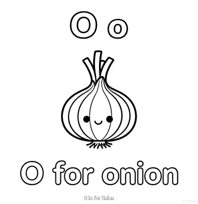 Free printable O is for Onion  Coloring Page - Free Printable English letter Recognition PDFS Coloring Sheets coloring page