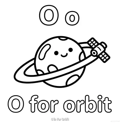 Free printable O is for Orbit  Coloring Page - Free Printable English letter Recognition PDFS Coloring Sheets coloring page