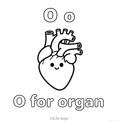 Free printable O is for Organ  Coloring Page - Free Printable English letter Recognition PDFS Coloring Sheets coloring page