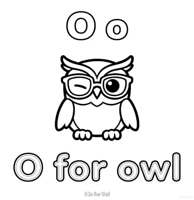 Free printable O is for Owl  Coloring Page - Free Printable English letter Recognition PDFS Coloring Sheets coloring page