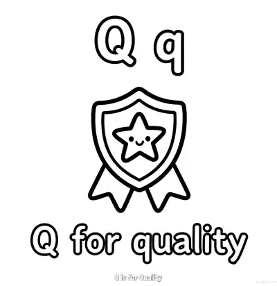 Free printable Q is for Quality  Coloring Page - Free Printable English letter Recognition PDFS Coloring Sheets coloring page
