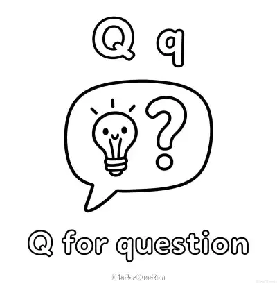 Free printable Q is for Question  Coloring Page - Free Printable English letter Recognition PDFS Coloring Sheets coloring page