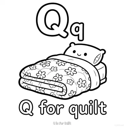 Free printable Q is for Quilt  Coloring Page - Free Printable English letter Recognition PDFS Coloring Sheets coloring page