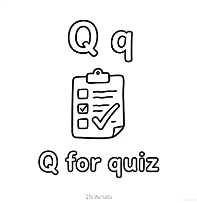 Free printable Q is for Quiz  Coloring Page - Free Printable English letter Recognition PDFS Coloring Sheets coloring page