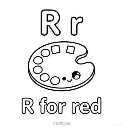 Free printable R is for Red  Coloring Page - Free Printable English letter Recognition PDFS Coloring Sheets coloring page