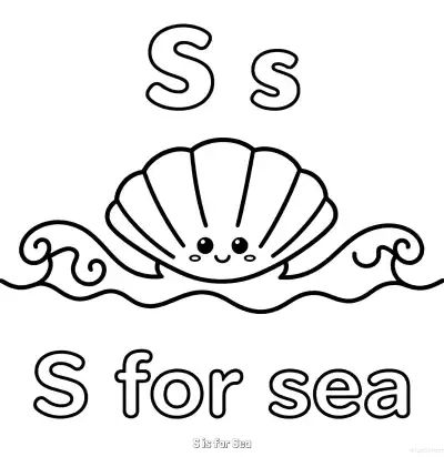 Free printable S is for Sea  Coloring Page - Free Printable English letter Recognition PDFS Coloring Sheets coloring page