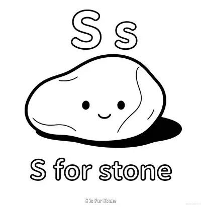 Free printable S is for Stone  Coloring Page - Free Printable English letter Recognition PDFS Coloring Sheets coloring page