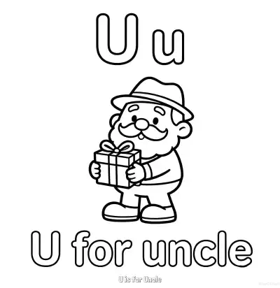 Free printable U is for Uncle  Coloring Page - Free Printable English letter Recognition PDFS Coloring Sheets coloring page