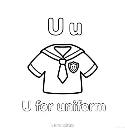 Free printable U is for Uniform  Coloring Page - Free Printable English letter Recognition PDFS Coloring Sheets coloring page