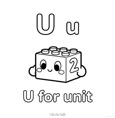 Free printable U is for Unit  Coloring Page - Free Printable English letter Recognition PDFS Coloring Sheets coloring page