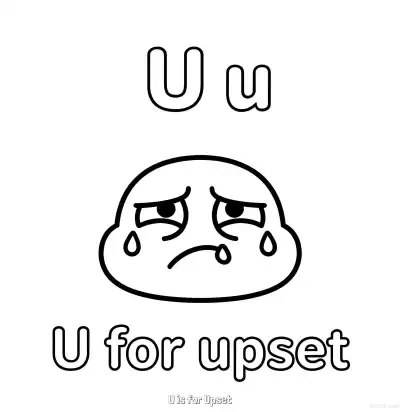 Free printable U is for Upset  Coloring Page - Free Printable English letter Recognition PDFS Coloring Sheets coloring page