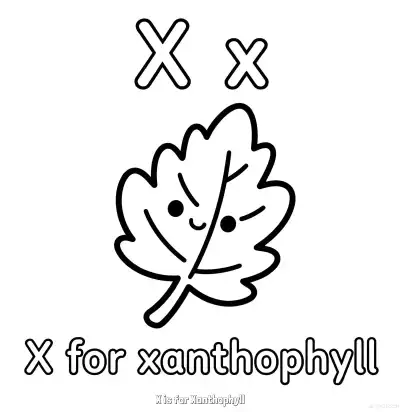 Free printable X is for Xanthophyll  Coloring Page - Free Printable English letter Recognition PDFS Coloring Sheets coloring page
