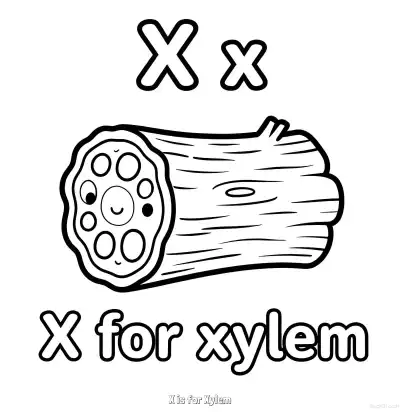 Free printable X is for Xylem  Coloring Page - Free Printable English letter Recognition PDFS Coloring Sheets coloring page
