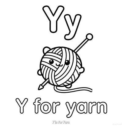 Free printable Y is for Yarn  Coloring Page - Free Printable English letter Recognition PDFS Coloring Sheets coloring page