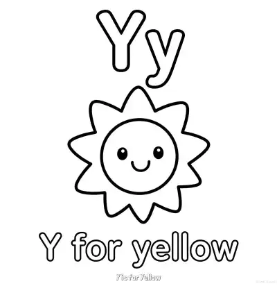 Free printable Y is for Yellow  Coloring Page - Free Printable English letter Recognition PDFS Coloring Sheets coloring page