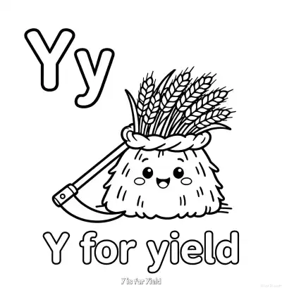 Free printable Y is for Yield  Coloring Page - Free Printable English letter Recognition PDFS Coloring Sheets coloring page