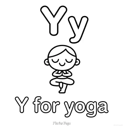 Free printable Y is for Yoga  Coloring Page - Free Printable English letter Recognition PDFS Coloring Sheets coloring page