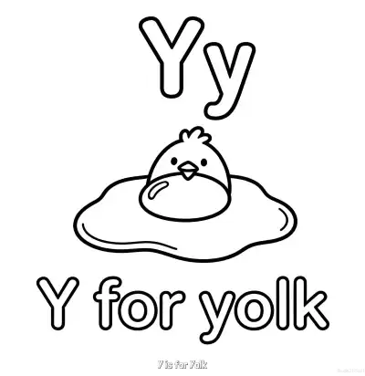 Free printable Y is for Yolk  Coloring Page - Free Printable English letter Recognition PDFS Coloring Sheets coloring page