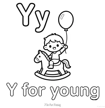 Free printable Y is for Young  Coloring Page - Free Printable English letter Recognition PDFS Coloring Sheets coloring page